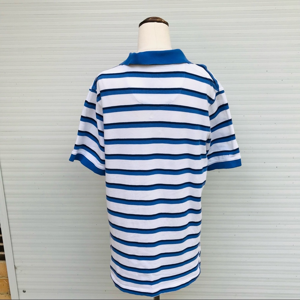 RM Williams Size Large Polo Shirt White Blue Stripe Casual 100% Cotton - Picture 5 of 8